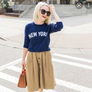 J. Crew Tan A-Line Skirt with Buttons